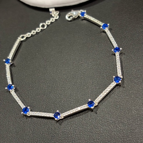 Jewelry - PANDORA Silver and Blue Gemstone Bracelet. 7” long. New